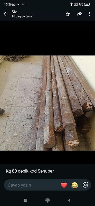 Məhsul: Metal armaturlar (dəyirmi və çoxbucaqlı kesimli çubuqlar) kq