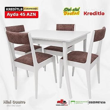 stulla: Mətbəx üçün, Yeni, Açılmayan, Dördbucaq masa, 4 stul — 8