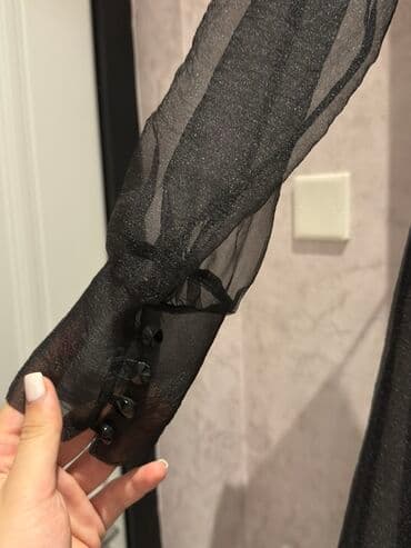 sifon koynekler: Qara şifon ziyafət donu - Rəng: dərin qara, yüngül parıltılı faktura — 4