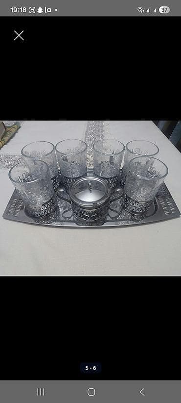 icki: Çay dəsti, rəng - Gümüşü, Şüşə — 1