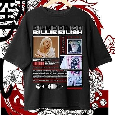 : Billie Eilish temalı qara T‑şört PRINTCRAFT – Sizin ideyanız, bizim — 6