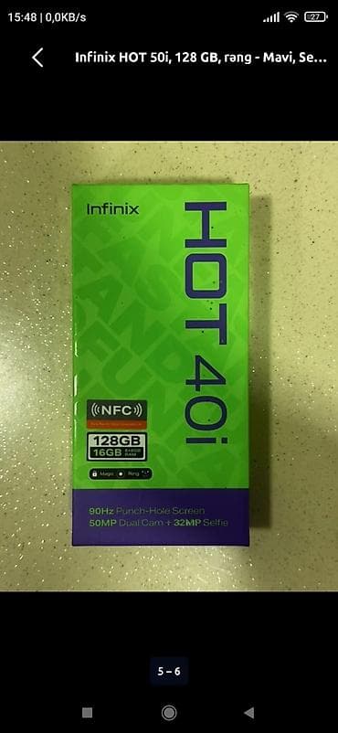 aylıq limitsiz internet: Infinix HOT 50i, 128 GB, rəng - Mavi, Sensor — 5