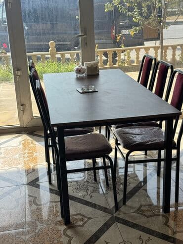 demir stol stul: Mətbəx üçün, Yeni, Açılmayan, Kvadrat masa, 6 stul — 9