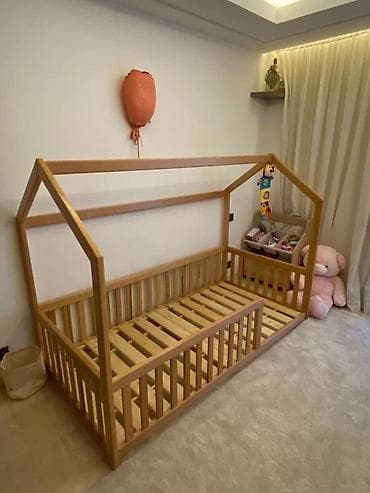 dowekler: Uşaq üçün çarpayı – təbii ağacdan - Material: təbii ağ şam ağacı — 5