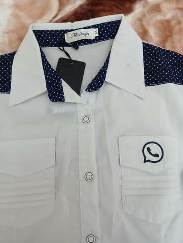 qizlar ucun mekteb koynekleri: Yeni ağ rəngli qızlar uçün köynək,razmer-M. Новая — 2