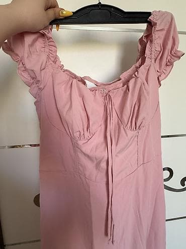 rende: Pudra-çəhrayı rəngdə uzun don - Stil: romantik/boho, A-kəsim maxi - — 3