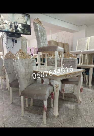 embawood masalar: Qonaq otağı üçün, Yeni, Açılmayan, Dördbucaq masa, 6 stul — 9