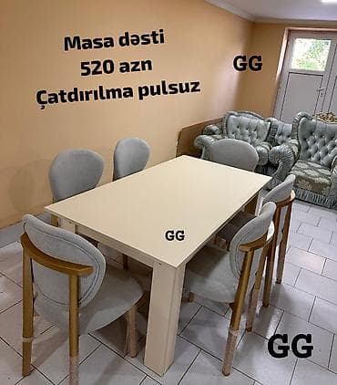 ev stul: Düz masa, Mətbəx üçün, 6 nəfər — 1