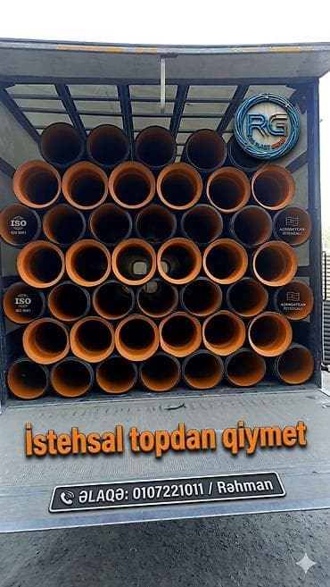 Kanalizasiya borusu, Qofralı, Plastik, 1000 mm, Yeni