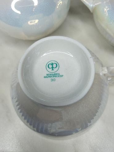çay servis: Çay dəsti, rəng - Ağ, Farfor, 6 nəfərlik, SSRİ — 4