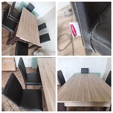 Mətbəx üçün, Açılmayan, Dördbucaq masa, 4 stul