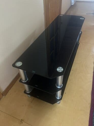 подставка: Düz TV altlığı, Polkalı, Şüşəli — 2