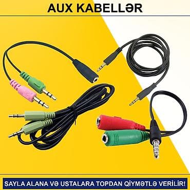 kompüter barter: AUX Kabellər ⭐Keçid AUX to Audio+Microphone – 5 AZN (Topdan 3 AZN) — 1