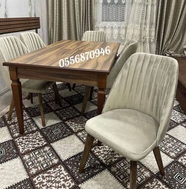 ders masaları: Qonaq otağı üçün, Yeni, Açılan, Dördbucaq masa, 6 stul — 6