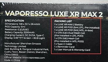 Bağli salafan qutuda+ 60ml maye hədiyyə! 🎁 👉Vaporesso Luxe XR Max 2 - — 9