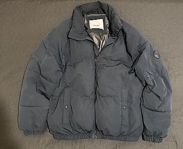 Bershka kişi puffı şişmə qış gödəkçəsi - Rəng: tünd boz/navy - Model — 2