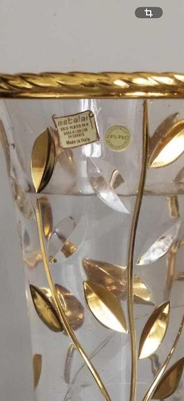 kəndir: Metalai İtaliya istehsalı büllur dekor vaza, Art Decor - Material — 2