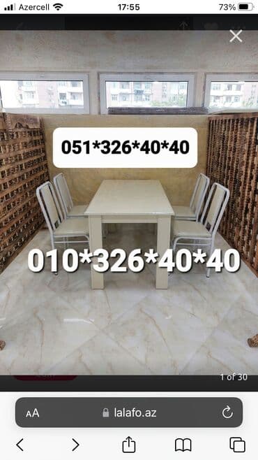 Masa və oturacaq dəstləri: Qonaq otağı üçün, Yeni, Açılan, Dördbucaq masa, 4 stul — 16