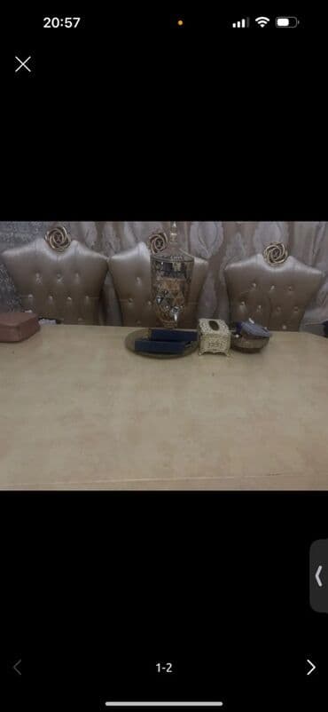 Taburetlər: Qonaq otağı üçün, Açılmayan, Dördbucaq masa, 4 stul — 1