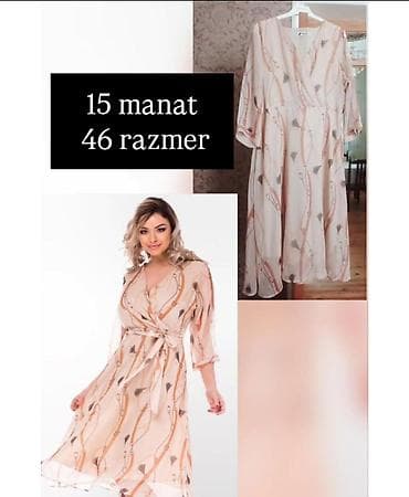 elbiseler: Şifon don – 46 razmer - Rəng: açıq bej fon, qızılı-narıncı və boz — 1