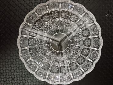 konfetlər: Kvars/şüşə kəsim naxışlı qab dəsti - 2 ədəd şəffaf kəsim naxışlı qab — 10