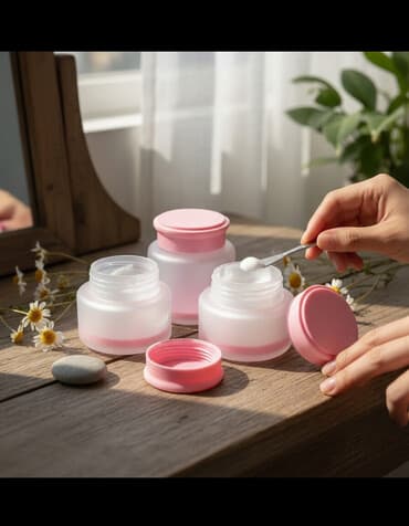 Kosmetik krem qabları dəsti - Material: yüngül plastik - Rənglər