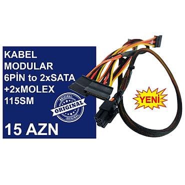 Elektronika: Kabellər "6PİN MALE to 8PİN MALE/MOLEX/SATA Original” MƏHSULLAR TAM — 6