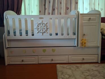 диван кровать трансформер в баку: Для девочки и мальчика, Б/у, Четырехугольная, Колыбель, С бортиками, С матрасом, С механизмом качания — 2