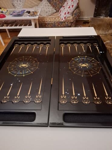 купить коврики в машину: - Taxta nərd dəsti - Qapaqlı, qatlanan korpus; qızılı naxışlı zodiak — 1