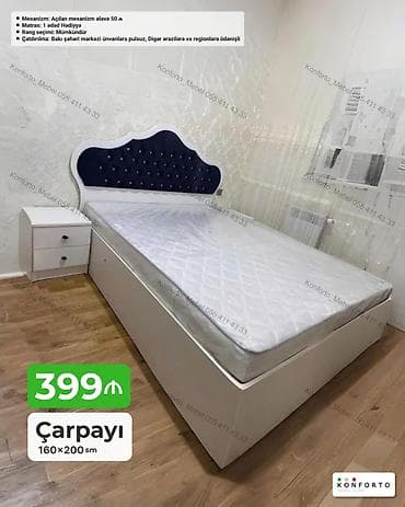 matras alti: Çarpayı – 160×200 sm - Dəst: 1 ədəd döşəka altlığı (matras) hədiyyə - — 1
