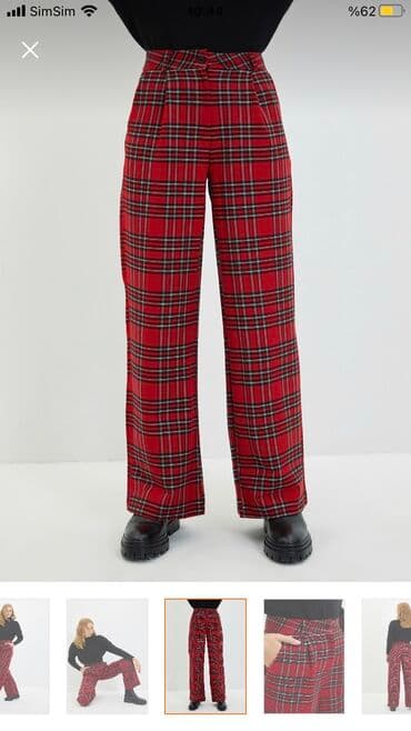 mersedes alt paltarı: Qırmızı bol paçalı şalvar — 4