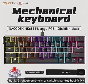 NACODEX x AJAZZ NK61 mexaniki klaviatura - Rəng: Obsidian Black — 1