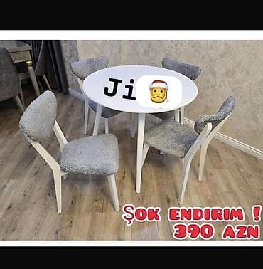 Mətbəx üçün, Açılmayan, Yumru masa, 4 stul