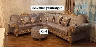 - Künc yumşaq mebel dəsti: klassik barokko üslubunda, boz-qızılı lalafo.az -da - Künc yumşaq mebel dəsti: klassik barokko üslubunda, boz-qızılı