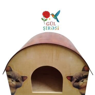 pişik yuva: Taxta pişik evi 🐾 Yeni əl işimiz – taxtadan hazırlanmış, rahat və — 5