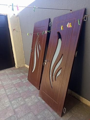 taxta tavan sekilleri: Ağac dekorlu iki ədəd qapı dəsti - Material: taxta teksturalı — 1