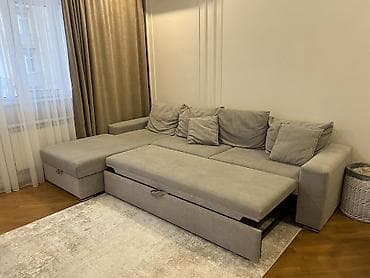 ucuz divanar: Boz rəngli künc divan (L‑şəkilli), geniş oturacaq və chaise bölməsi — 5