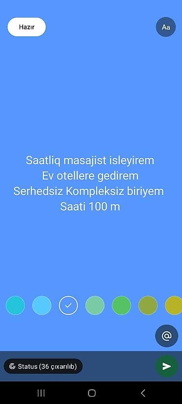 masaj xidmət: Xidmət: Saatlıq masaj - Evə və otellərə gəliş mümkündür - Müştərinin — 1