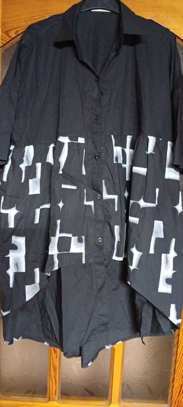 Qara rəngdə E.P.A.I brendli köynək/tunika - Rəng: qara, ağ-geometrik