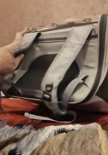 Heyvanlar üçün mallar: Ev heyvanları üçün daşıma çantası/backpack tipli daşıyıcı. Açıq boz — 8