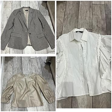 Qadın geyim dəsti – 3 məhsul 1) Xalı naxışlı blazer - Rəng: qara-ağ