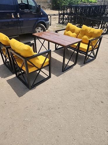 kamp stolu: Dördbucaq masa, Açılmayan, Stullar ilə, Metal — 9