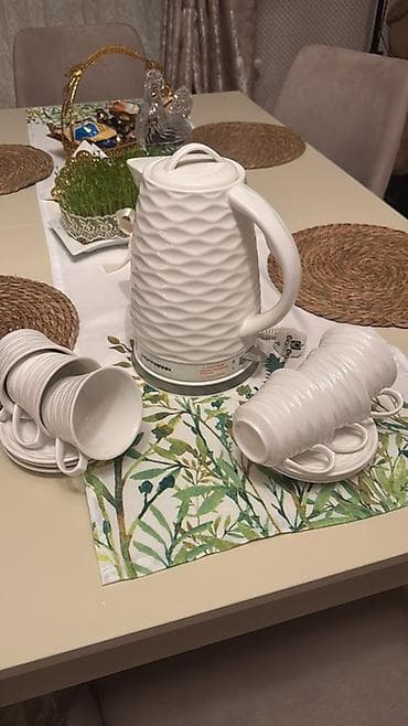 samovar satisi lalafo: Çay dəsti, rəng - Ağ, Keramika, 6 nəfərlik, Almaniya — 1