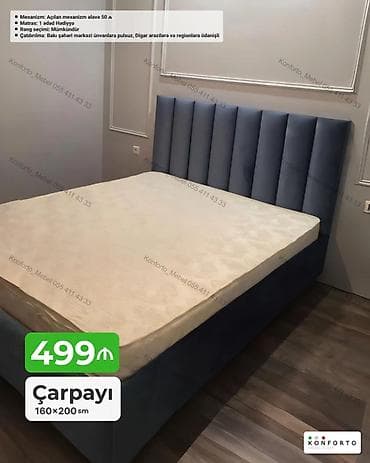 islenmis matras: Çarpayı – 160×200 sm - Başlıq: yumşaq parça üzlü, dik tikişli modern — 1