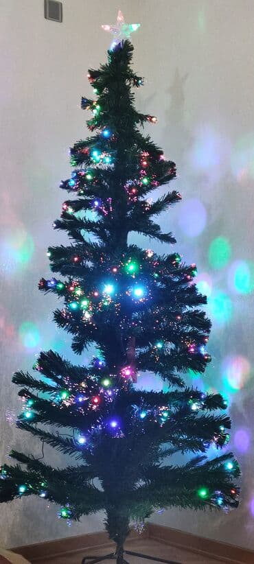 Güzgülər: LED işıqlı süni şam ağacı - Hündürlük: təxminən 2.2–2.2 m (şəkildə — 1