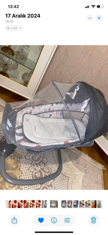 i̇lan yumşaq oyuncaqlar: Uşaq üçün elektrikli beşik/riyker - Rəng: boz tonlarda, heyvan — 2