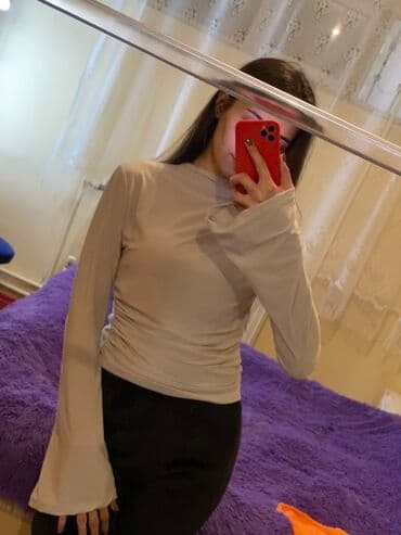 Hicab: Bej rəngli qadın bluzası - Model: uzunqol, flared/boru tipli ətəkli — 1