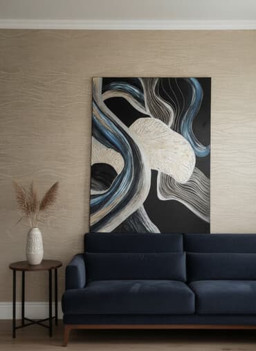 məktəb şəkilləri: Abstrakt rəsm əsəri – teksturalı akril boya, kətan üzərində - — 1