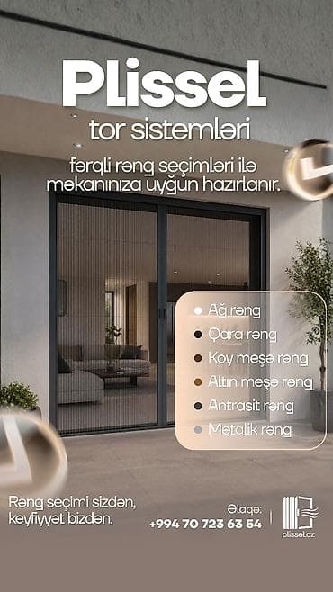 Məhsul: Pəncərə və nəfəsliklər üçün sürgülü tor sistemləri – Plissel — 2