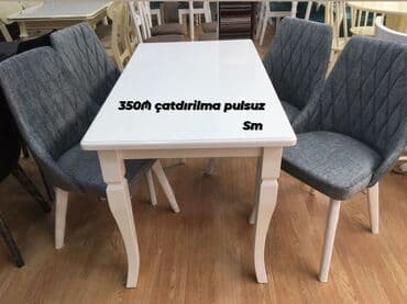 Masa və oturacaq dəstləri: Mətbəx üçün, Yeni, Açılmayan, Dördbucaq masa, 4 stul — 3